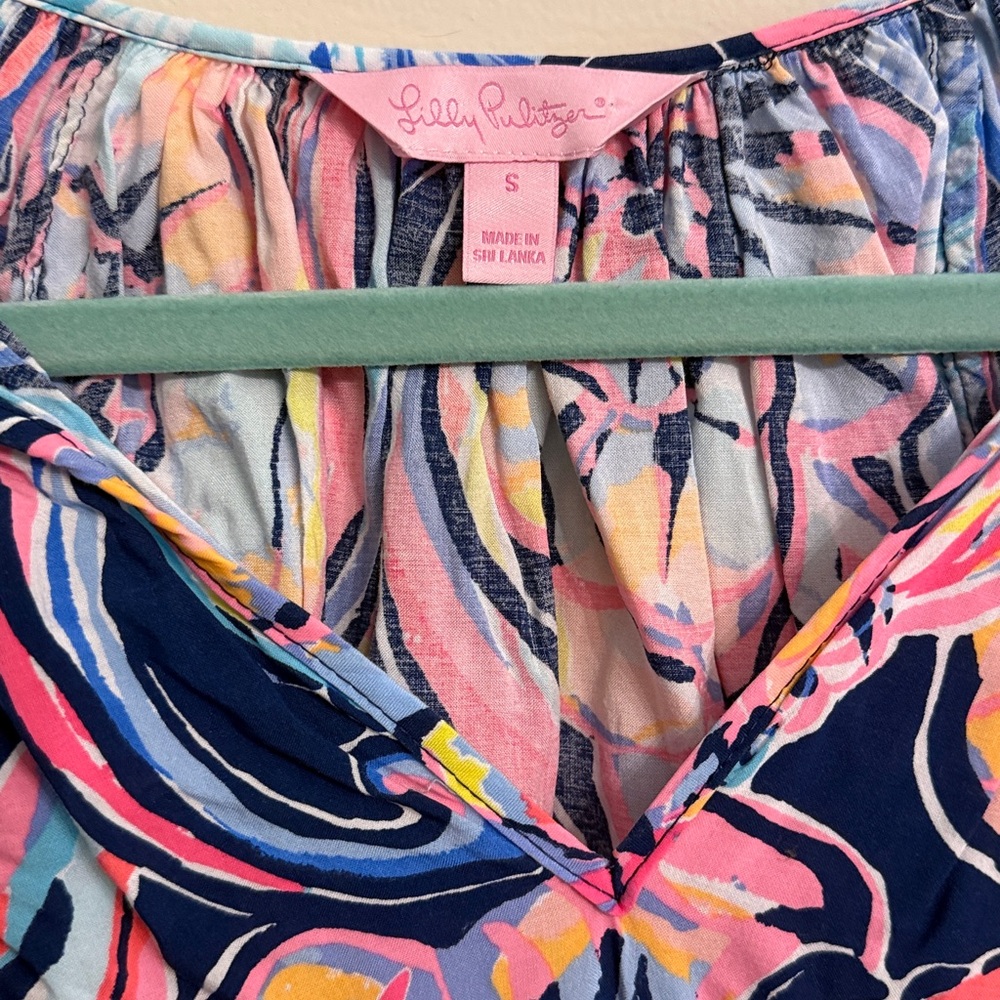 Lilly Pulitzer Willa Tunic Top Nauti Navy Boho Bateau Size Small - Picture 3 of 5
